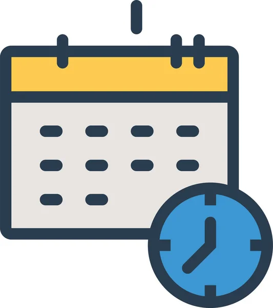 Calendar Clock Deadline Icon Filled Outline Style — Vettoriale Stock