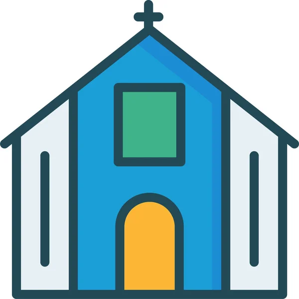 Icono Propiedad Iglesia Católica Estilo Contorno Lleno — Vector de stock