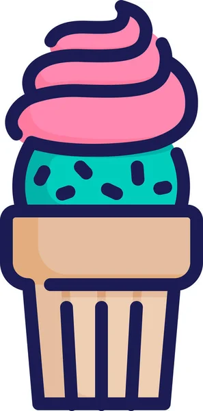 Creme Dessert Icona Congelata Stile Contorno Pieno — Vettoriale Stock