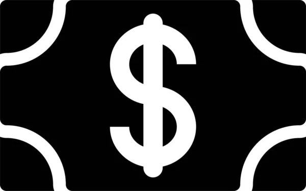 Icona Del Dollaro Valuta Contanti Stile Solido — Vettoriale Stock