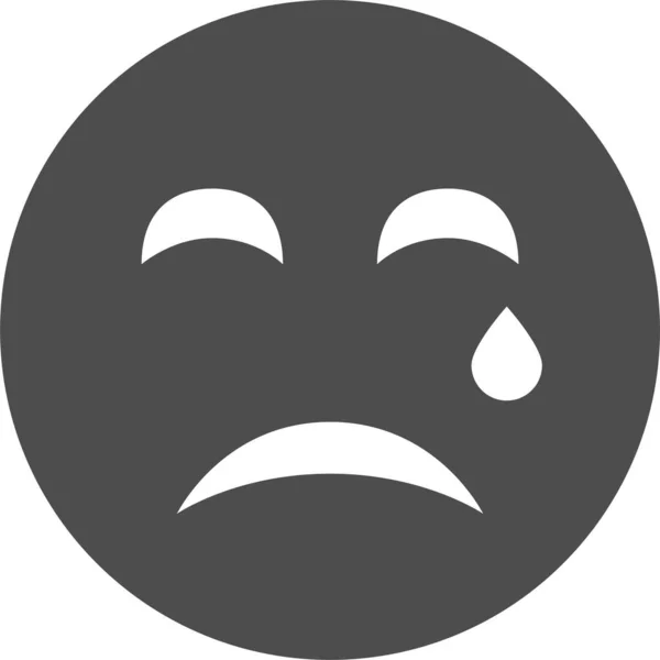 Crying Emoticon Face Icon Solid Style — 图库矢量图片