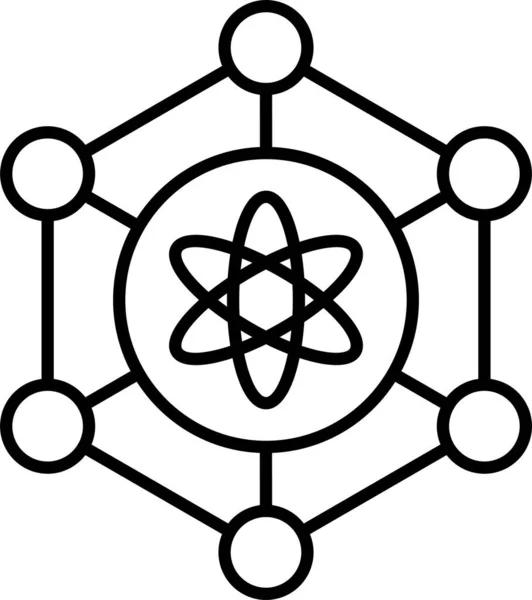 Atom Connection Network Icon Outline Style — Vetor de Stock