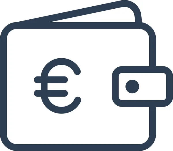 Banco Efectivo Euro Icono Estilo Esquema — Archivo Imágenes Vectoriales