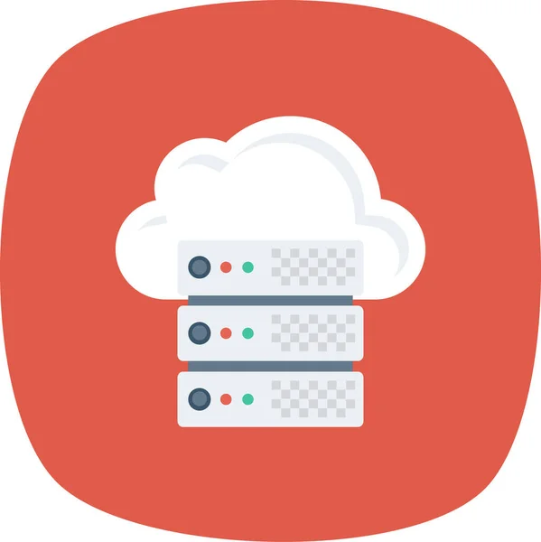Cloud Database Host Icoon Platte Stijl — Stockvector