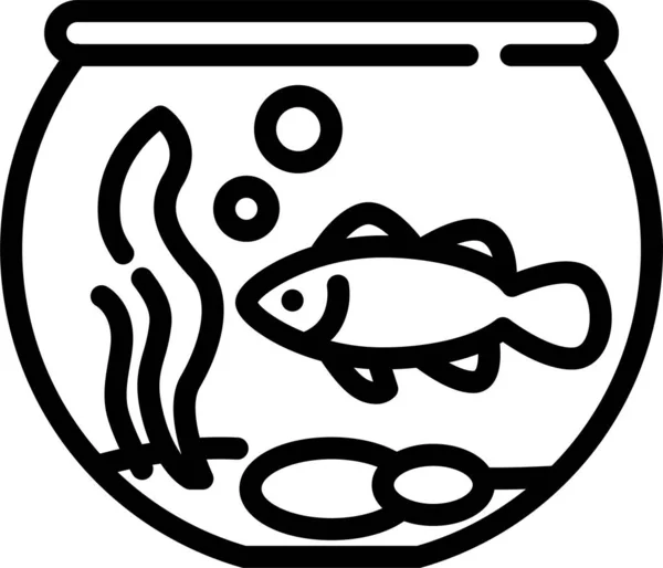 Pecera Acuática Icono Pescado — Archivo Imágenes Vectoriales