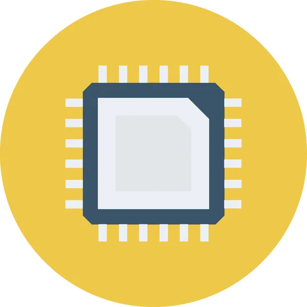 Cpu Hardware Microprocessor Icoon Platte Stijl — Stockvector