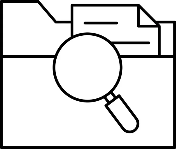 Archief Map Vergrootglas Pictogram Omtrek Stijl — Stockvector