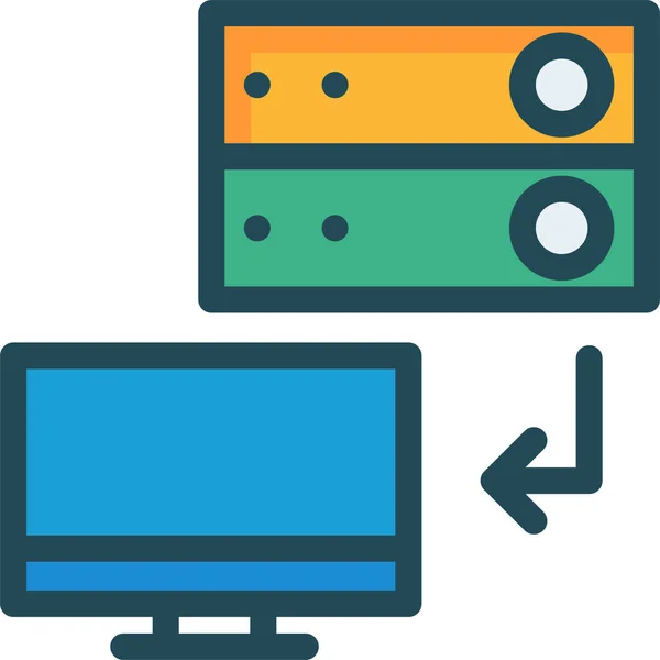 Lcd Screen Server Icon Filled Outline Style — Vettoriale Stock