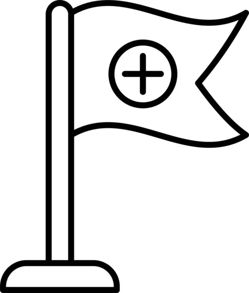 Flag Hospital Medical Icon Outline Style — стоковый вектор