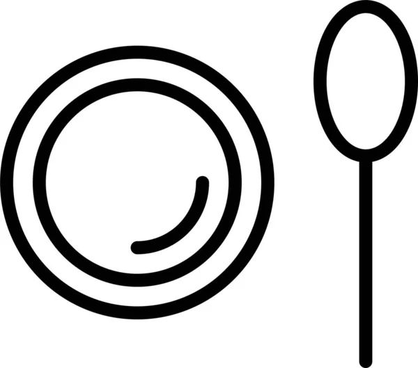 Eat Food Plate Icon Outline Style — Vetor de Stock