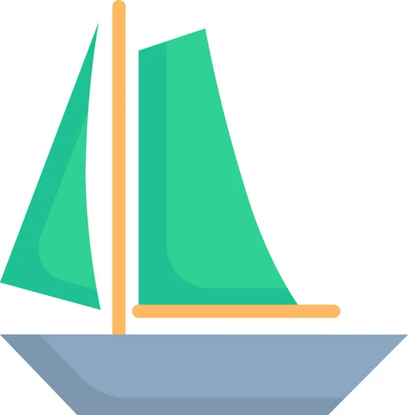 Boat Nautical Sail Icon Flat Style — Vetor de Stock