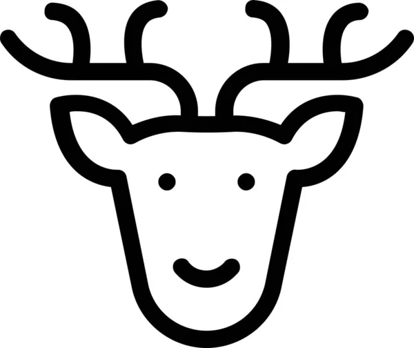Animal Deer Face Icon Outline Style — Stock Vector