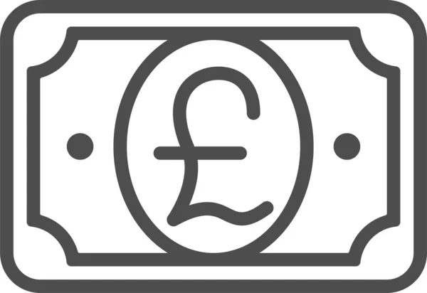 Banknotenschein Britisches Pfund Symbol Umrissstil — Stockvektor