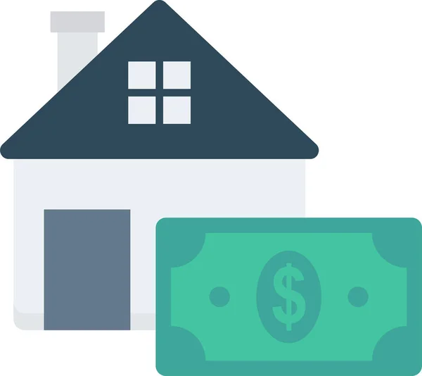 Building Dollar Home Icon Flat Style — Stockvektor