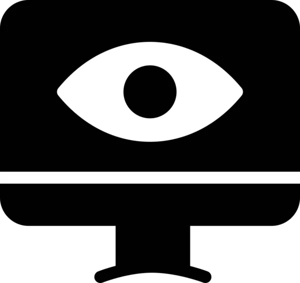 Display Eye Monitor Icon Solid Style — Vettoriale Stock