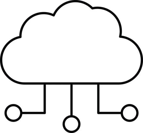 Cloud Computing Verbinding Pictogram Grote Lijnen — Stockvector
