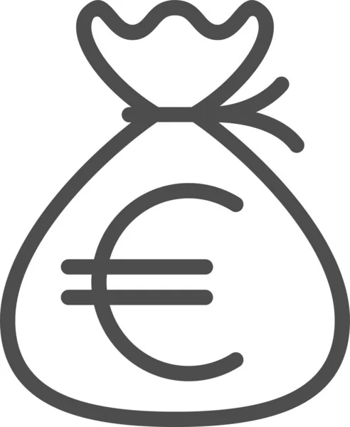 Cash Euro Argent Icône Dans Style Contour — Image vectorielle