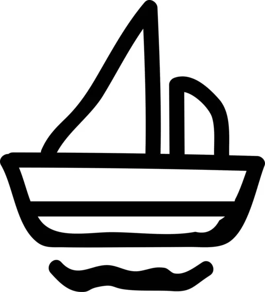 Boat Camping Cruise Icon Handdrawn Style —  Vetores de Stock