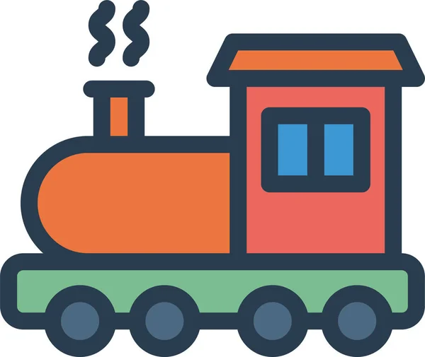 Locomotief Trein Pictogram Gevulde Outline Stijl — Stockvector