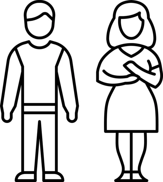 Avatar Paar Familie Pictogram Omtrek Stijl — Stockvector