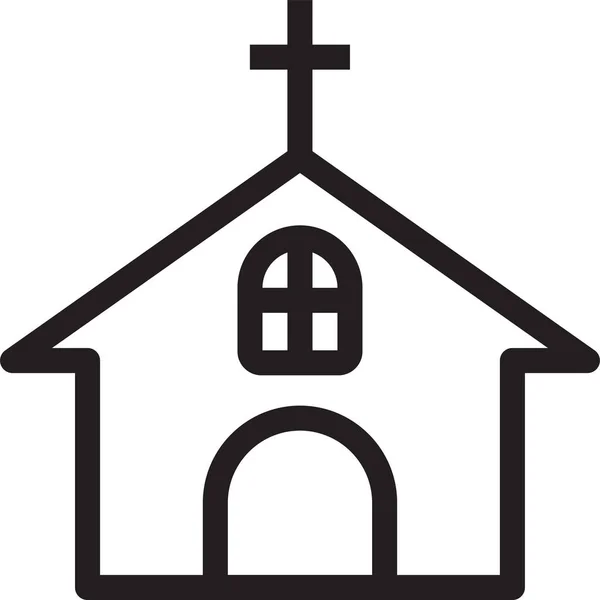 Épület Katolikus Templom Ikon Vázlatos Stílusban — Stock Vector
