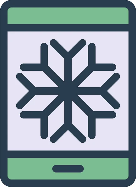 Teléfono Dispositivo Copo Nieve Icono Estilo Contorno Lleno — Vector de stock