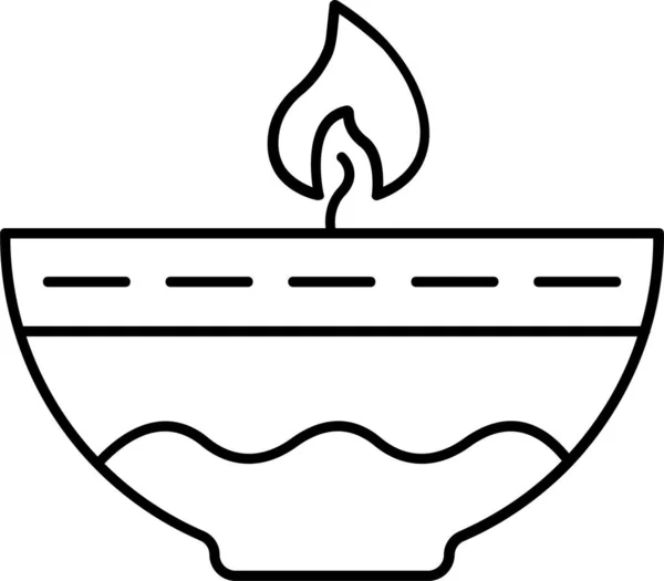 Svíčka Dekorace Diwali Ikona Obrysu Stylu — Stockový vektor