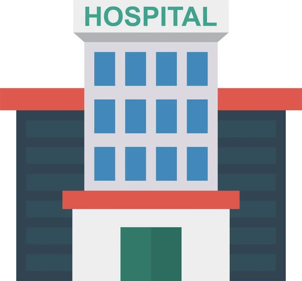 Edifício Clínica Hospital Ícone Estilo Plano —  Vetores de Stock