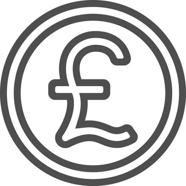 British Pound Pound Pound Sterling Icon Outline Style — Stockvektor