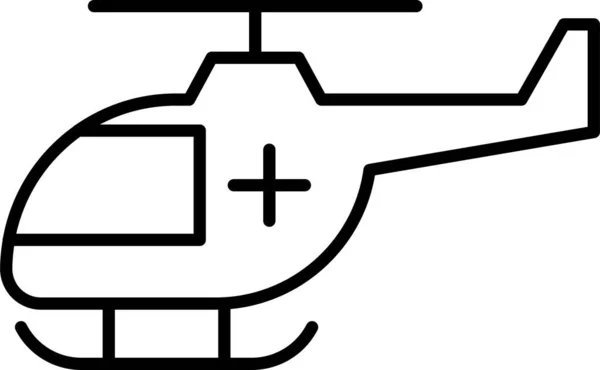 Voler Hélicoptère Icône Médicale Dans Style Contour — Image vectorielle