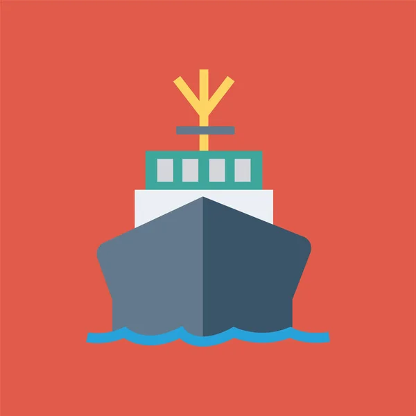 Tekne Gezisi Deniz Simgesi Düz Stil — Stok Vektör
