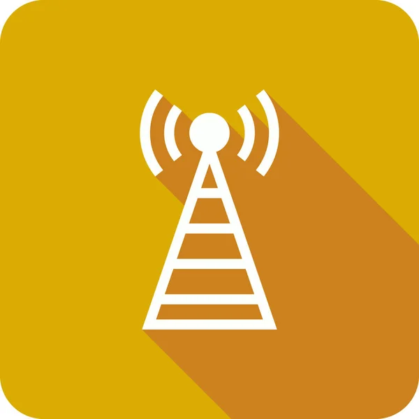 Antenne Signaal Station Icoon Platte Stijl — Stockvector
