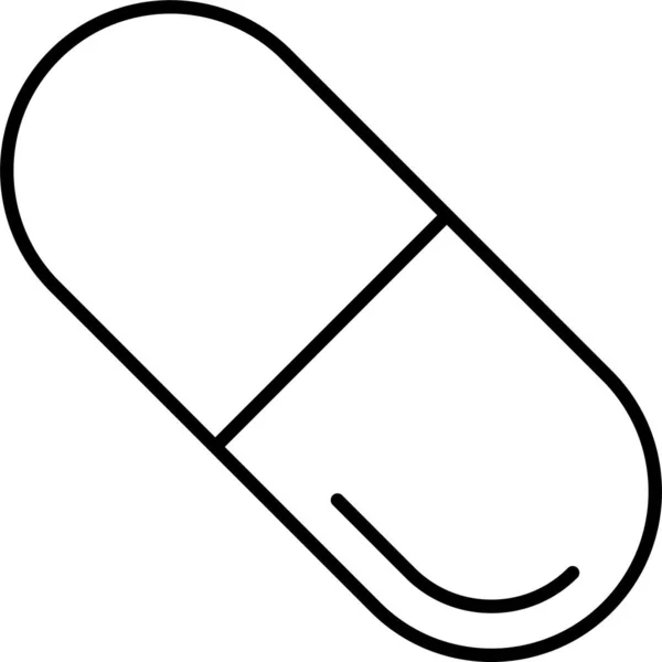 Kapsül Uyuşturucu Ilaç Ikonu Ana Hatlar Biçiminde — Stok Vektör