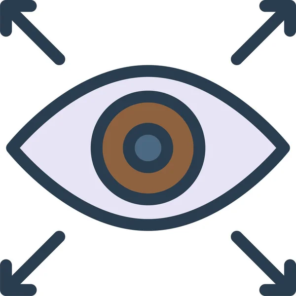 Eye Look Icona Vista Pieno Stile Contorno — Vettoriale Stock
