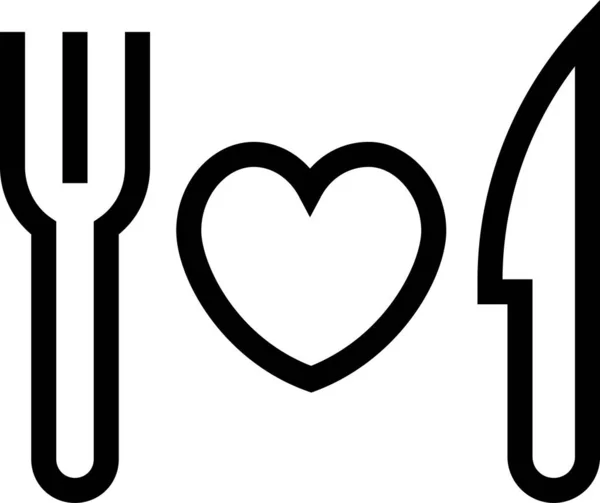 Dining Fork Heart Sign Icon Outline Style — 图库矢量图片