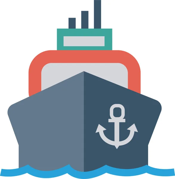 Frachtschiff Ikone Flachen Stil — Stockvektor