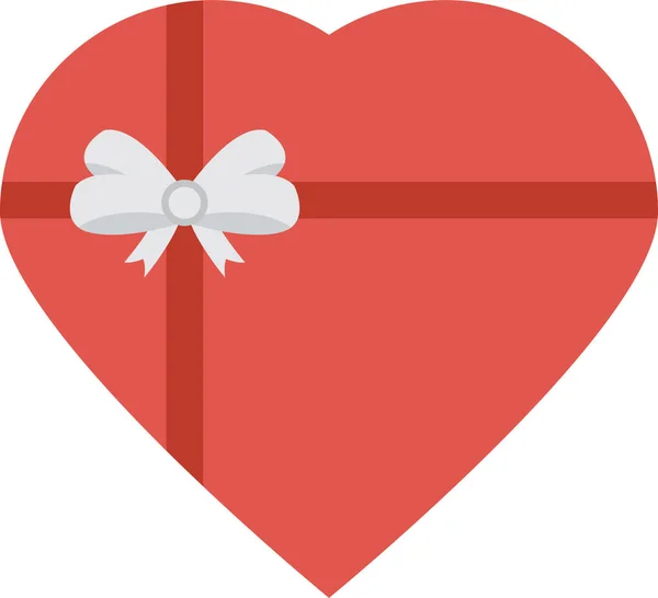 Подарок Сердце Икона Любви Плоском Стиле — стоковый вектор