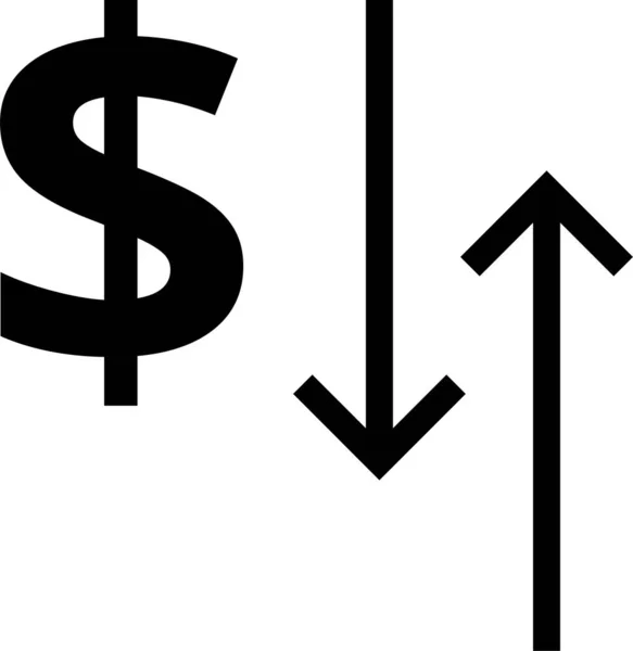 Pfeil Richtung Dollar Symbol Solidem Stil — Stockvektor
