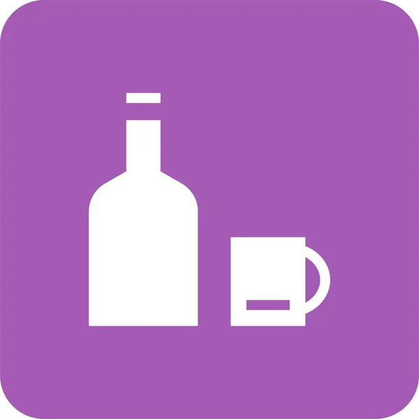 Icône Tasse Bouteille Alcool Dans Style Badge — Image vectorielle