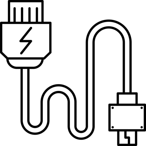 Cable Conecte Icono Datos Estilo Esquema — Vector de stock