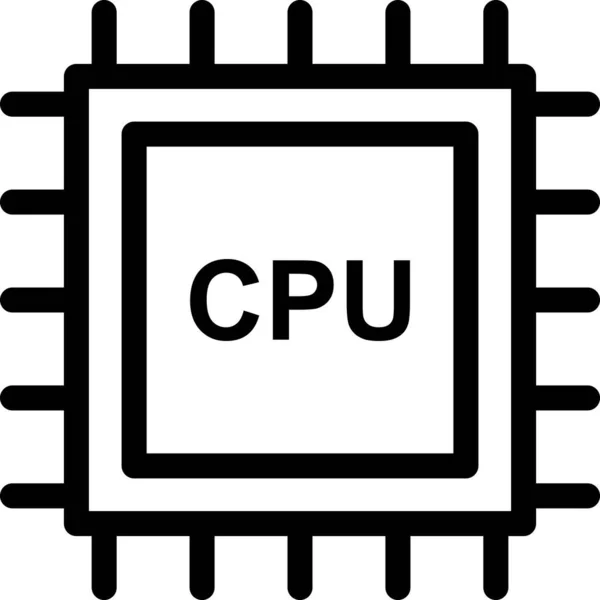 基于轮廓样式的芯片Cpu硬件图标 — 图库矢量图片
