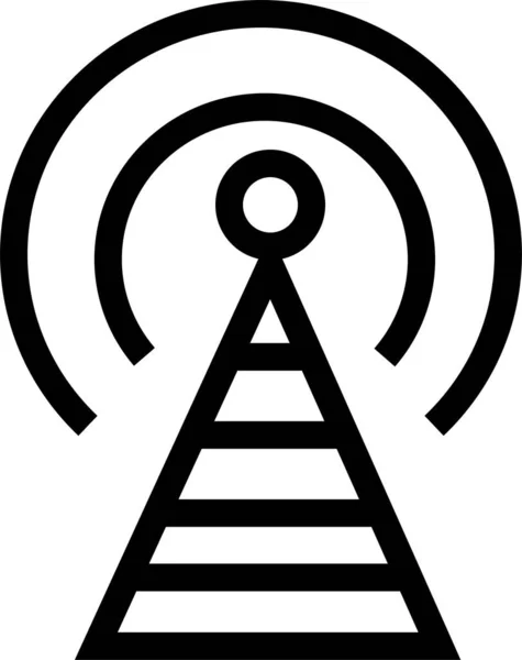 Anten Sinyal Istasyonu Simgesi Ana Hat Biçiminde — Stok Vektör