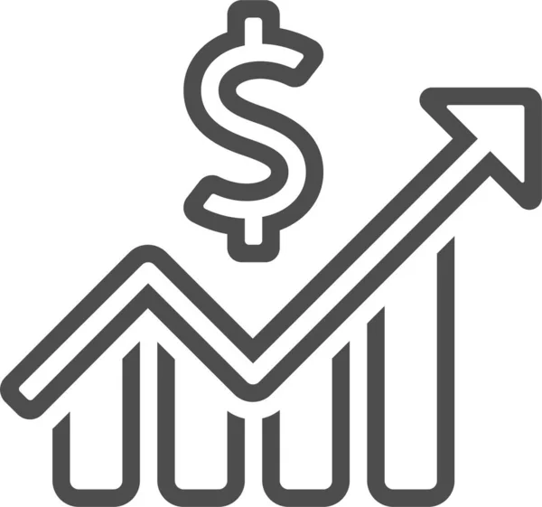 Icona Del Dollaro Grafico Aziendale Stile Contorno — Vettoriale Stock