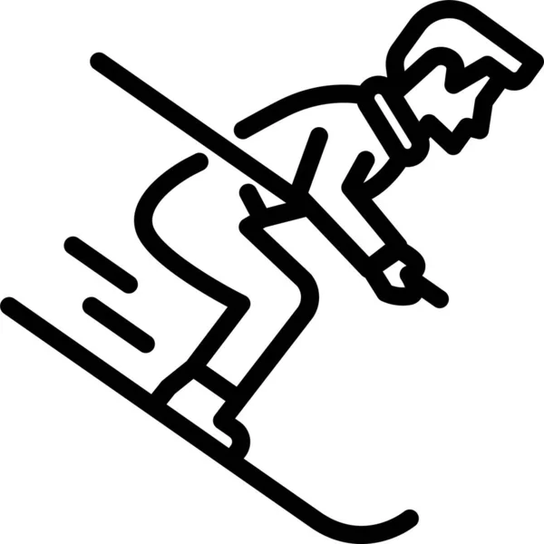 Ícone Esqui Extremo Downhill — Vetor de Stock