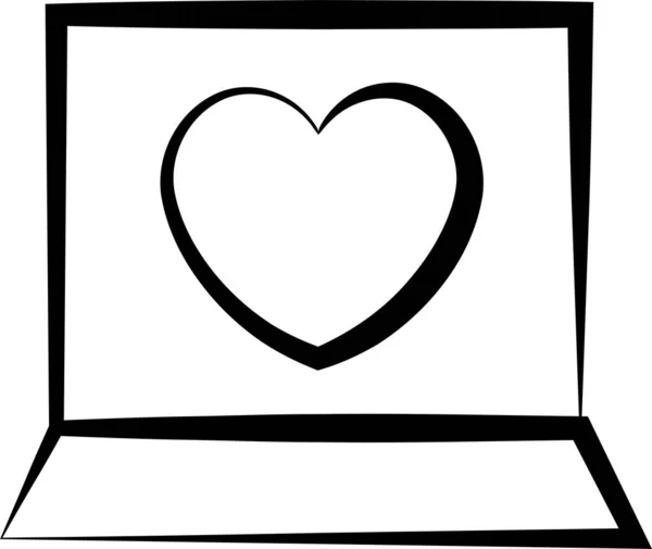 Computer Favourite Heart Icon Handdrawn Style — Stock Vector