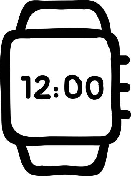 Riasztó Applewatch Eszköz Ikon Kézzel Rajzolt Stílusban — Stock Vector