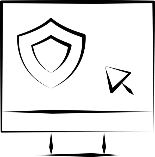 Guard Monitor Protection Icon Handdrawn Style — Stock vektor