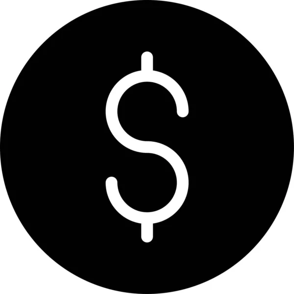 Münze Dollar Verdienen Symbol Solidem Stil — Stockvektor