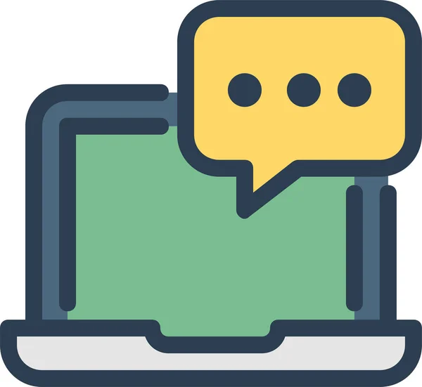 Comment Laptop Message Bubble Icon Filled Outline Style — Vettoriale Stock