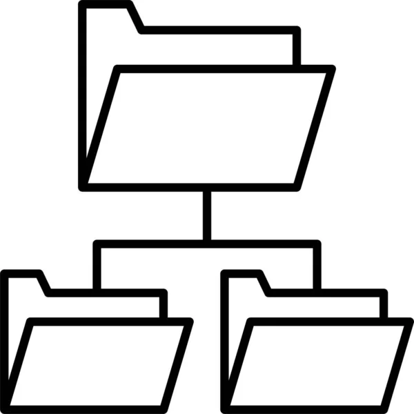 Ikon Folder Berkas Koneksi Dalam Gaya Outline - Stok Vektor